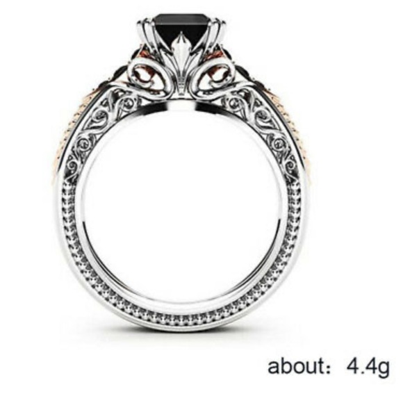 NEW 925 Sterling Silver Two tone Black stone ring - Picture 5 of 5